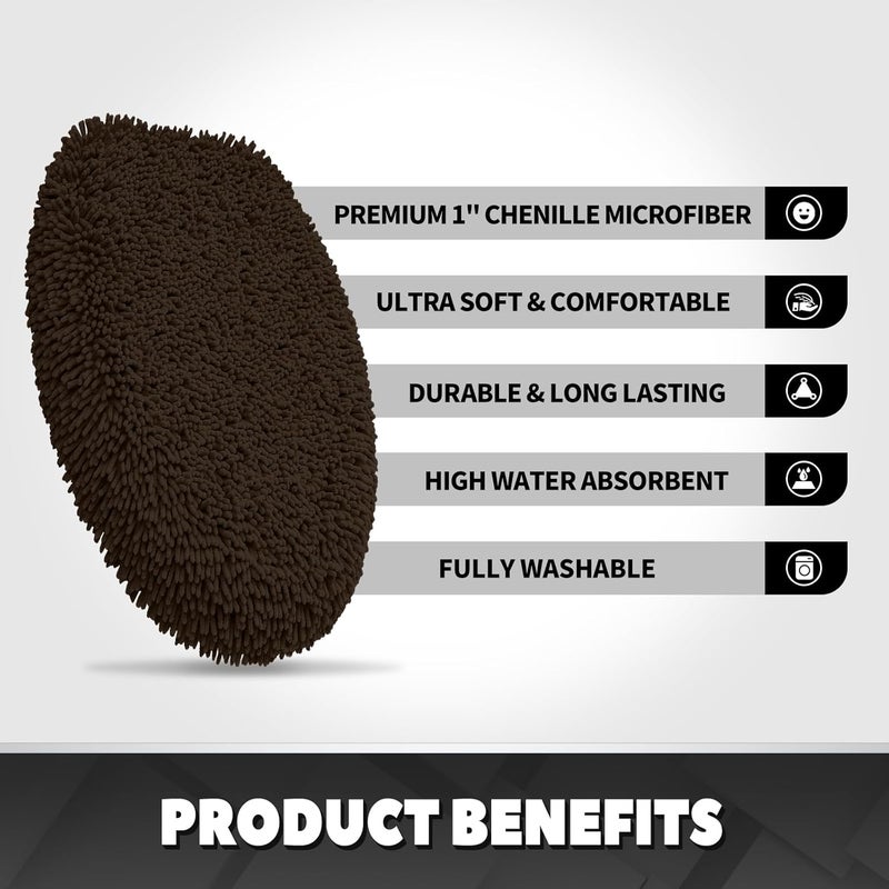 TREETONE Shaggy Chenille Bathroom Toilet Lid Cover, Ultra Soft Plush Seat Covers, Fluffy Absorbent, 19x21 Inches, Standard Toilet Lids for Bathroom Machine Wash & Dry, Chocolate Brown - Image 4